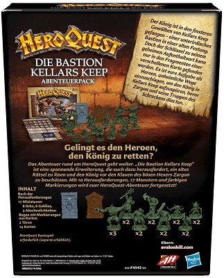 HeroQuest - Die Bastion Kellars Keep - Rückseite - Erweiterungen