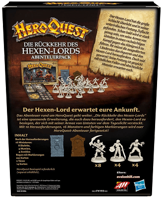 HeroQuest - Die Rückkehr des Hexen-Lords Rückseite - Erweiterungen