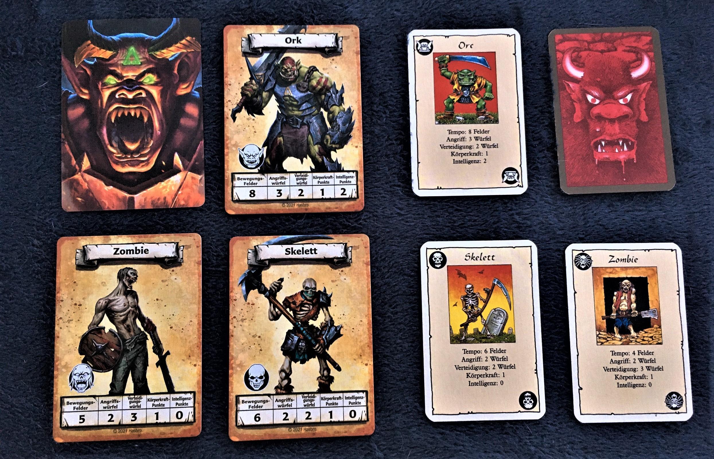 Hero Quest Vergleich - Monsterkarten